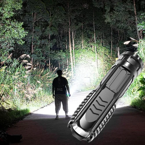 Vista 2 de 2 unids LED recargable USB de largo alcance mini portátil hogar resistente linterna iluminación LED linternas de alto brillo ajustable luz de flash