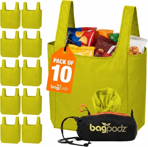Vista 13 de Bolsas de comestibles reutilizables resistentes plegables y lavables, hechas de nailon RipStop con capacidad para 50 libras, diseñadas en Estados