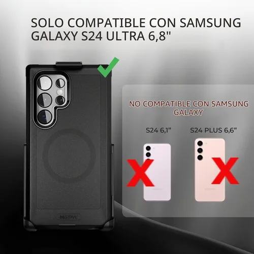 Vista 8 de MOTIVE Funda compatible con Samsung Galaxy S24 Ultra con clip para cinturón, [protección contra caídas de grado militar de 15 pies] con protector