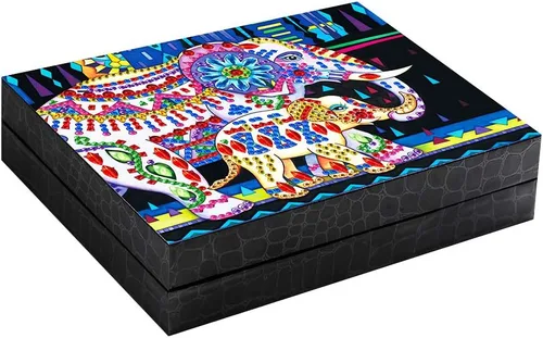 Vista 11 de DIY 5D Colorido Mariposa Diamante Pintura Joyero Kits para Adultos, Forma Especial Cristal Rhinestone Diamante Arte Joyero Organizador de Cuero PU