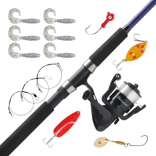 Vista 25 de Shakespeare Catch More Fish Spinning Reel and Fishing Rod Combo with Kit rojo - mediano