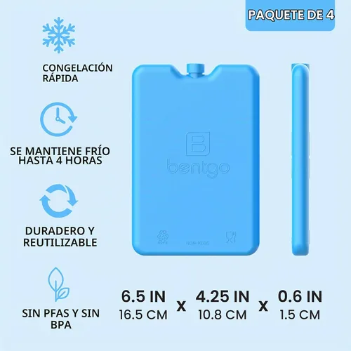 Vista 3 de Bentgo Chillers - Paquetes de hielo reutilizables y delgados para el almuerzo, paquete de 4 Azul