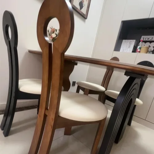 Vista 9 de YVYKFZD Dining Chairs Set, Solid Wood Dining Room Chair, Upholstered Kitchen Chairs, Unique Key-Shaped Living Room Chair, for Offices Bedroom Study