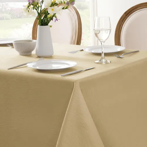 Vista 6 de Softalker Mantel rectangular de jacquard, diseño de remolinos, impermeable, resistente a las manchas, sin arrugas, tela de gran peso para Beige