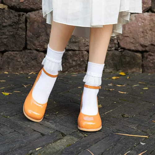 Vista 5 de SEMOHOLLI Calcetines de tobillo para mujer calcetines de tobillo con volantes de encaje para mujer moda para damas niñas princesa