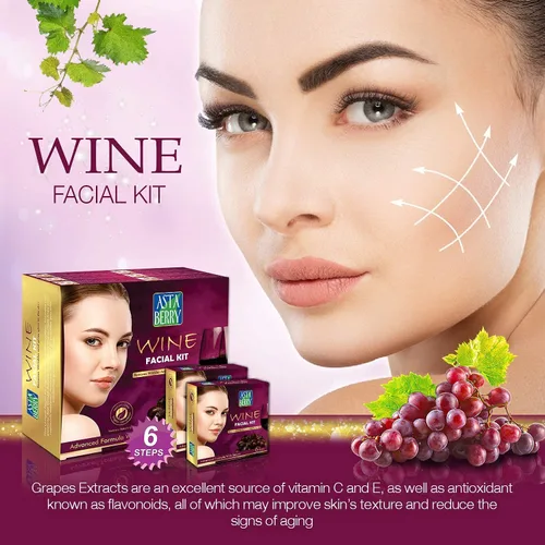 Vista 3 de AZAZ Astaberry - Kit facial de vino de 12 bolsas (6 pasos) 15.24 oz – Elimina las arrugas y la piel brillante, kit facial profesional, extracto