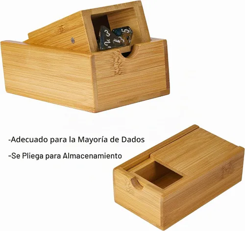 Vista 3 de Cusdie Torre de dados de bambú plegable de madera Die Roller Castillo Sin logotipo