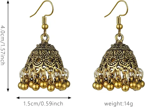Vista 4 de Pendientes de borla estilo vintage, estilo étnico, plateado, chapado en oro, para mujer, 2
