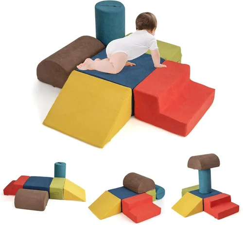 Vista 11 de INFANS Juguetes de Escalada para Niños Pequeños, Juego de Bloques de Escalada de Espuma de 3 Piezas con Forma de Arcoíris para Juegos en Interiores