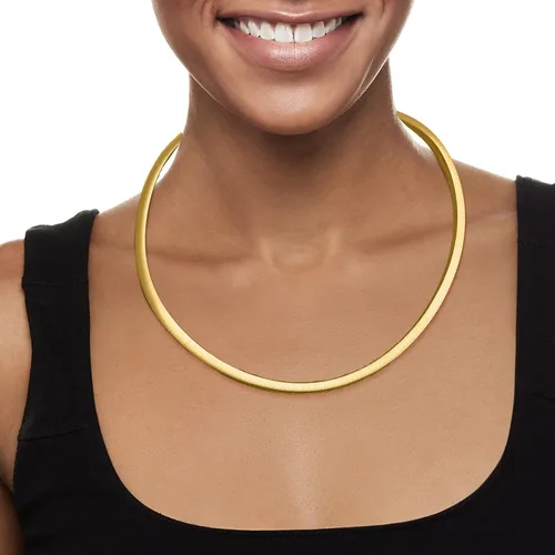 Vista 2 de Ross-Simons Italian 6mm Reversible Omega Necklace in 2-Tone Sterling Silver