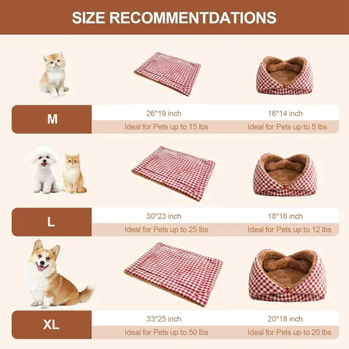 Vista 5 de Cama para gatos para interiores, autocalentable, cama para gatos, camas Rojo