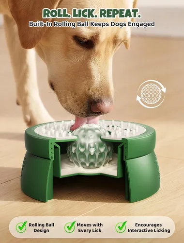 Vista 8 de ORDORA Slow Feeder Dog Lick Bowl with Rolling Ball for Liquids and Spreads
