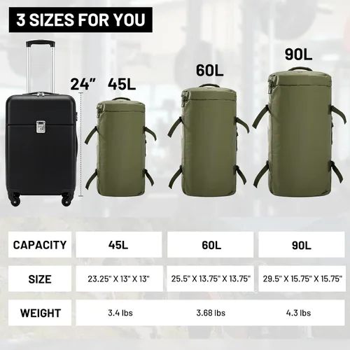 Vista 7 de MIER Mochila grande de lona deportiva con compartimento para zapatos, resistente y resistente al agua, verde oscuro, 45L