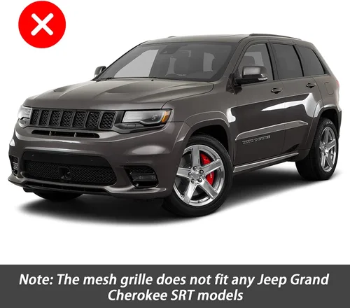 Vista 7 de 7 piezas de insertos de rejilla frontal de malla de panal negro brillante reemplazan para Jeep Grand Cherokee 2017-2021