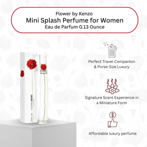 Vista 3 de Kenzo Flower Eau de Parfum Mini Splash para mujer .13 onzas