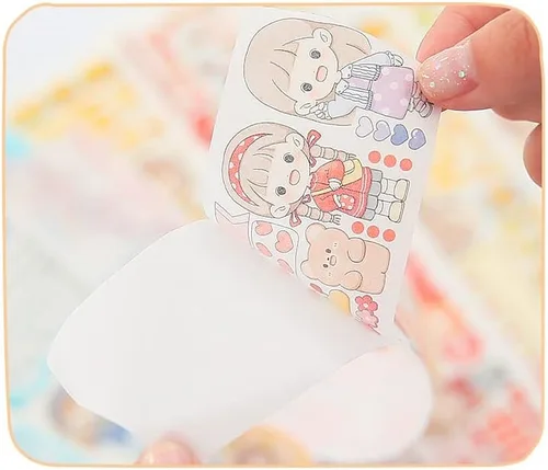 Vista 4 de Juego de cintas kawaii washi, lindas calcomanías decorativas japonesas para diario, álbumes de recortes, manualidades para niños, suministros