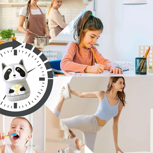 Vista 6 de kingsea Temporizador mecánico de cocina de animales lindos para niños, temporizador de cuerda de 60 minutos para cocinar, leer, estudio, decoración
