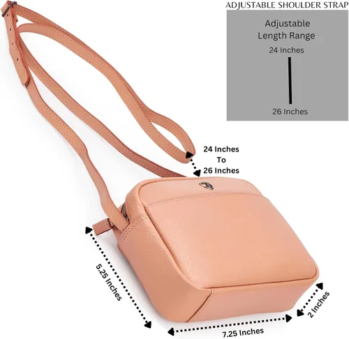 Vista 2 de Cochoa Bolso cruzado pequeño para mujer, de piel auténtica, con diseño de guijarros, bolso cruzado de primera calidad con funda para tarjetas