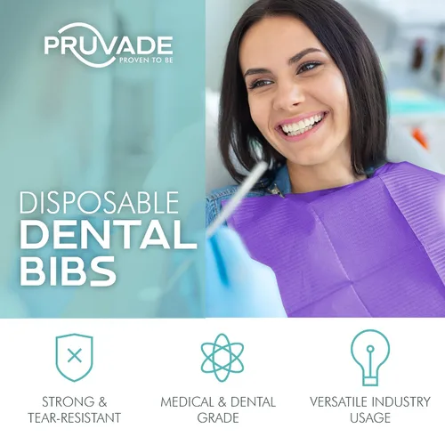 Vista 3 de Baberos dentales – Paquete de 500 baberos desechables para adultos de 3 capas para dentista, comer, tatuar – Hojas médicas impermeables de 13 x 18
