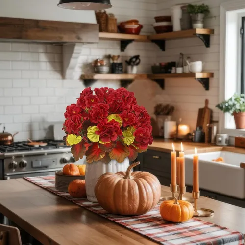 Vista 3 de CISDUEO 2 Piezas Flores de Otoño Artificiales para Decoración Geranios Falsos Rojos Flores de Primavera Falsas para Macetas Exteriores Plantas Otoño