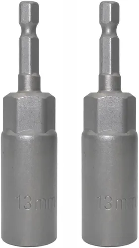 Vista 5 de Llave de vaso de 1/4 de pulgada con vástago hexagonal profunda, adaptador de llave eléctrica, herramienta de taladro de tuerca, 2 piezas (0.236 in)