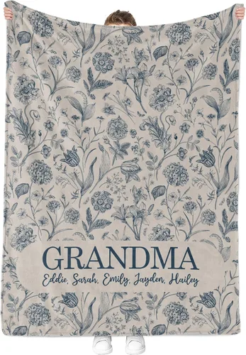 Vista 15 de Personalized Grandma Blanket, Gifts for Grandmother from Grand Kids, Name Blankets for Mimi, Gigi, Nana (Grandma 01)