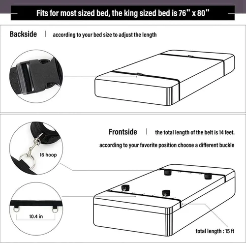 Vista 2 de Sujeciones de cama para parejas, tamaño King, correas de amarre para adultos, esposas sexuales para mujeres, conjunto de cuerda de servidumbre