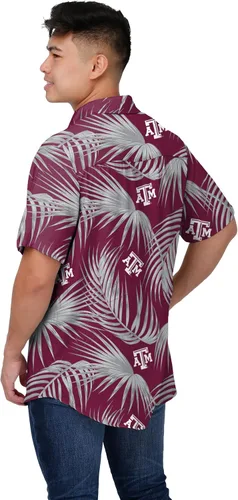 Vista 3 de FOCO NCAA Mens NCAA College Team Logo Floral Tropical Hawaiian Button Up Shirt