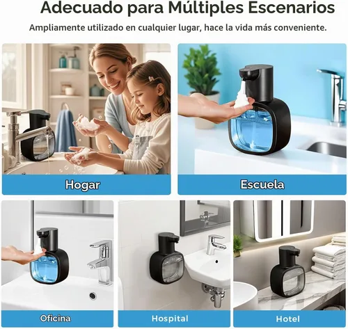 Vista 8 de Dispensador automático de jabón espumoso, 17oz/500ml recargable sin contacto con 4 niveles ajustables e IPX5 resistente al agua - pantalla de nivel