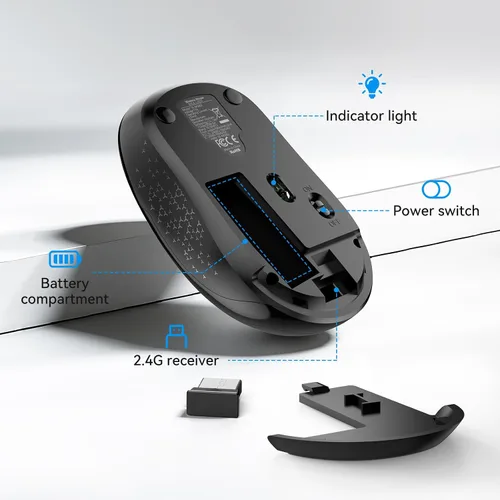 Vista 7 de TECKNET Mouse inalámbrico para laptop, mouse de computadora de 2.4 GHz, 3 DPI ajustables, mouse USB inalámbrico de oficina con receptor, manos