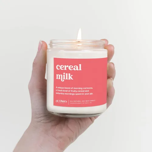 Vista 2 de CE Craft Vela perfumada de leche de cereal, vela de soja fresca y afrutada perfumada, velas perfumadas regalos para mujeres y hombres, vela