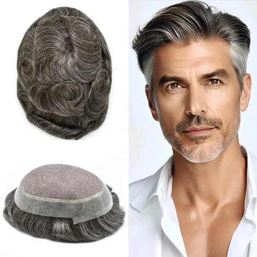 Vista 49 de Toupee For Men Hair Piece Fine Mono Hair System For Men Human Hair Mens Toupee Hair Piece For Men Hair Replacement Protesis Capilar 8x10 Medium