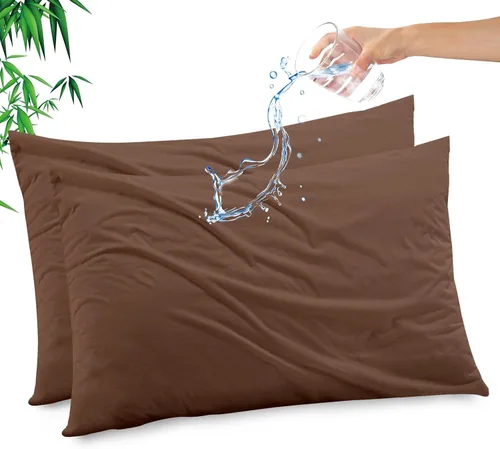 Vista 44 de Funda de almohada impermeable de bambú y rayón de Gogreen, funda de almohada transpirable, protector de almohada refrescante con cremallera, funda