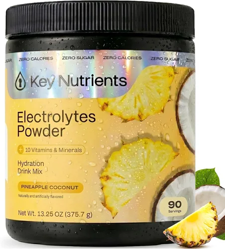 Vista 55 de KEY NUTRIENTS Electrolitos en polvo sin azúcar, limonada de maracuyá con 6 electrolitos y minerales, fibra prebiótica y polvos de hidratación