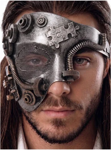 Vista 18 de Máscara de mascarada para hombre, máscara del fantasma de la ópera, máscara de baile de graduación, Mardi Gras, Haloween veneciano, media cara