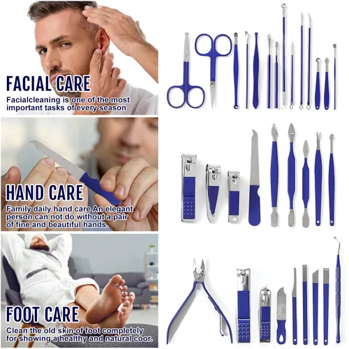 Vista 2 de Juego de manicura y pedicura para mujer, juego de cortaúñas 32 en 1, herramientas profesionales de cuidado de uñas, incluye cuidado facial, uñas