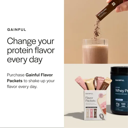 Vista 4 de Gainful Everyday Whey Protein en polvo, 23g de proteína por porción, sin sabor, apoya el crecimiento muscular, la recuperación y la nutrición