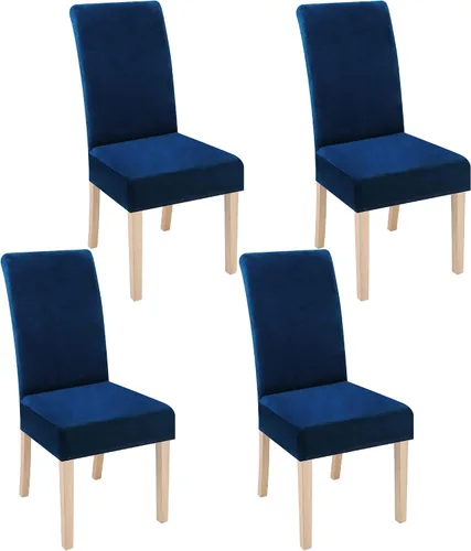 Vista 61 de smiry - Fundas para sillas de comedor de terciopelo elástico y suave, extraíbles, Terciopelo, Beige