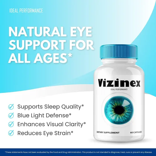 Vista 6 de Vizinex - Cápsulas de suplementos para la salud ocular, píldoras de vitaminas oficiales Vizinex para ojos, extra fuerte, todo natural