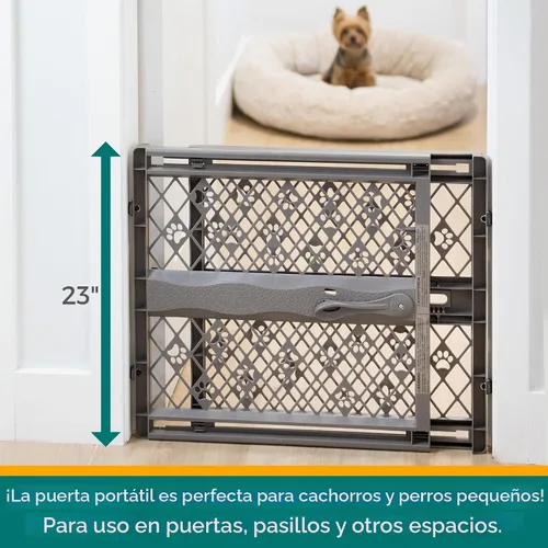 Vista 2 de MYPET North States Paws - Puerta portátil para mascotas: 26-40 pulgadas de ancho. Montaje a presión. No necesita herramientas. Fabricado en EE. UU.