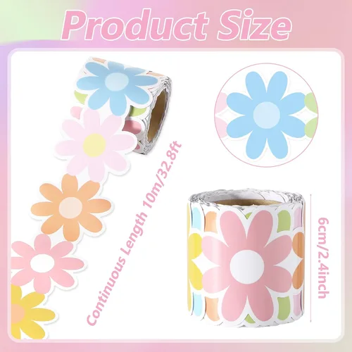 Vista 2 de Tablero de anuncios de margaritas para decoración de 32.8 pies, borde de anuncios floral pastel de margarita, bordes enrollados troquelados