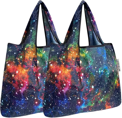 Vista 12 de allydrew Bolsa plegable de nailon para comestibles reutilizable (Set de 2), Ballenas Azules