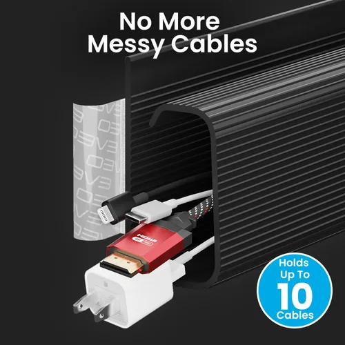 Vista 3 de EVEO Kit de gestión de cables debajo del escritorio (6 unidades) - Ocultador de cables para gestión de cables debajo del escritorio, ocultador