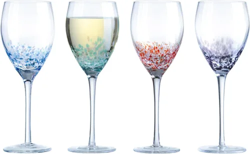 Vista 8 de Speckle - Copas de champán hechas a mano, vajilla perfecta para bodas y celebraciones, 8.5 onzas, multicolor, juego de 4 elegantes copas de champán