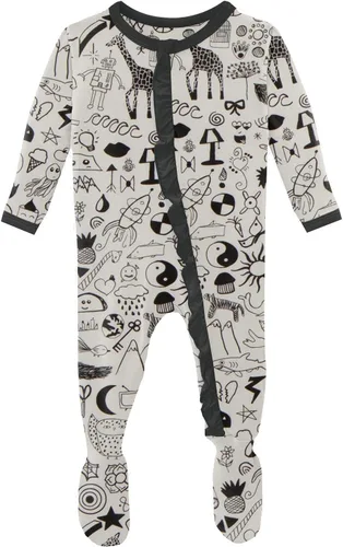 Vista 8 de KicKee - Mameluco clásico con volantes y cremallera, ropa de dormir suave, ropa de una sola pieza para bebé niña