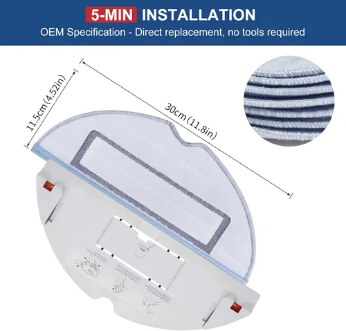 Vista 7 de 4 almohadillas de repuesto para aspiradora Roborock T7S T7S Plus S7/S7MaxV, S7 MaxV Plus, paño reutilizable para pisos duros, repuesto húmedo