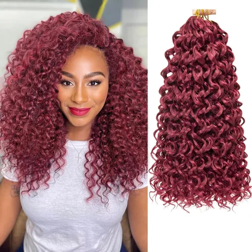 Vista 8 de GoGo Curl Crochet Hair 18 pulgadas onda de agua pelo sintético bohemio ganchillo trenzado jengibre onda profunda extensiones de cabello trenzado
