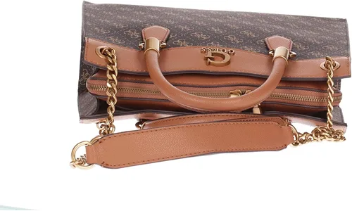 Vista 5 de GUESS Nell Logo Girlfriend Satchel Marrón LogoCoñac Talla única, Logotipo marróncoñac