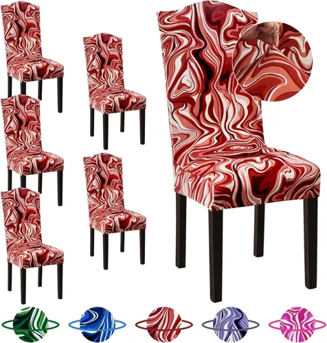 Vista 61 de Sufdari Juego de 4 fundas para sillas de comedor, color beige, antideslizantes, de elastano, elásticas, para comedor, hotel (Grande)