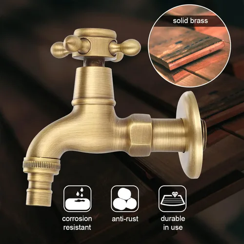 Vista 2 de Grifos de baño dorados, grifo de baño de un solo agujero, grifo de cascada para fregadero de baño, grifo de baño de latón para lavadora montado